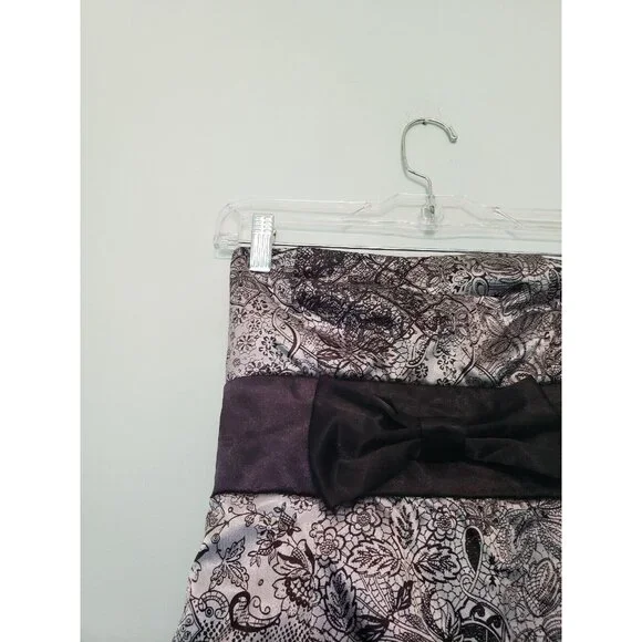 Ruby Rox Juniors 5 Prom Club Bubble Dress Strapless Black Silver Sash Sleeveless - Picture 4 of 5